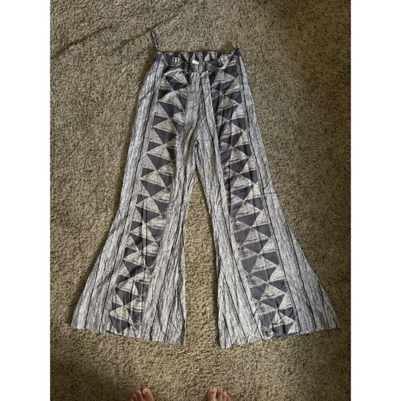 EARTHBOUND Geometric Pants Flare Bell Bottom Elastic Waist Boho Festival 28x29 M - Picture 3 of 14